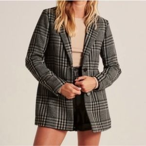 Abercrombie - Wool Blend Blazer Coat in Grey/Black